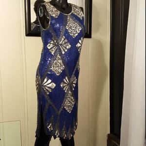 SAKS FIFTH AVENUE full Sequin Blue Dress